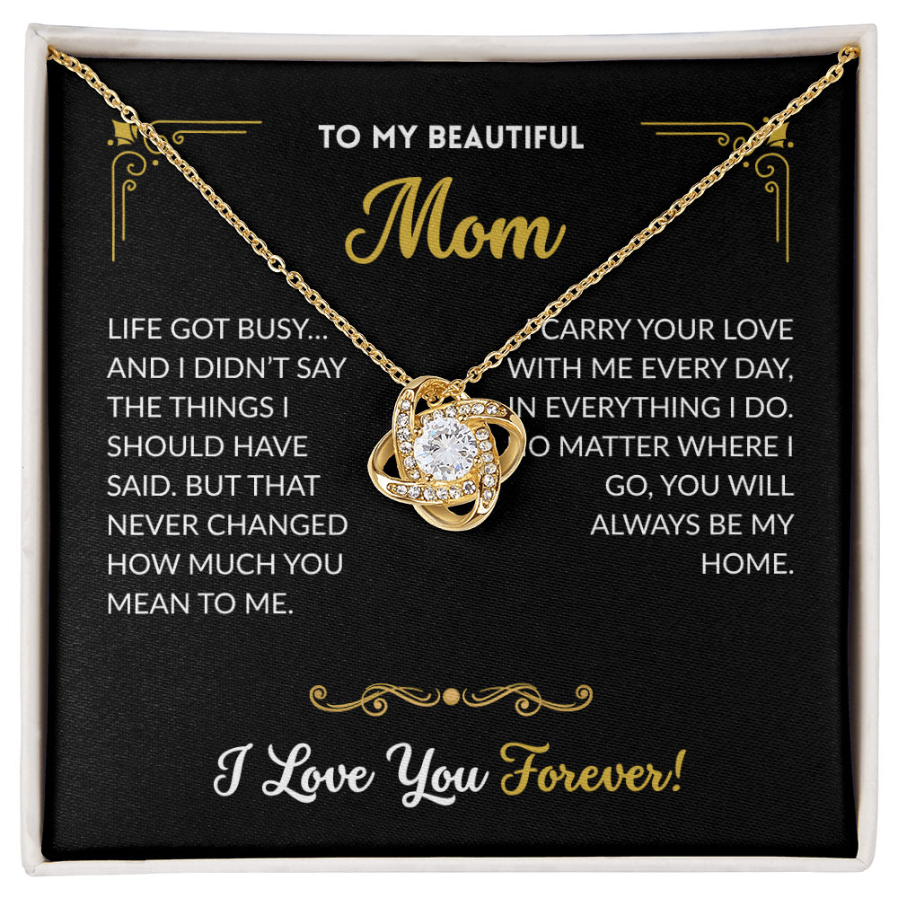 Love Knot Necklace - To My Mom (Black Background)