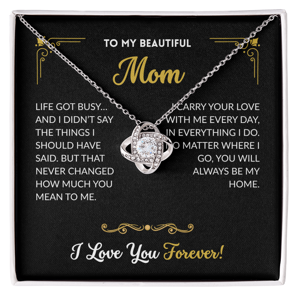 Love Knot Necklace - To My Mom (Black Background)