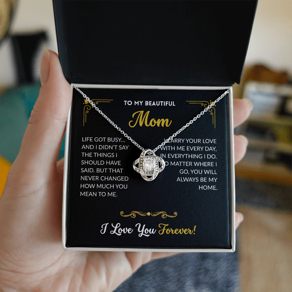 Love Knot Necklace - To My Mom (Black Background)