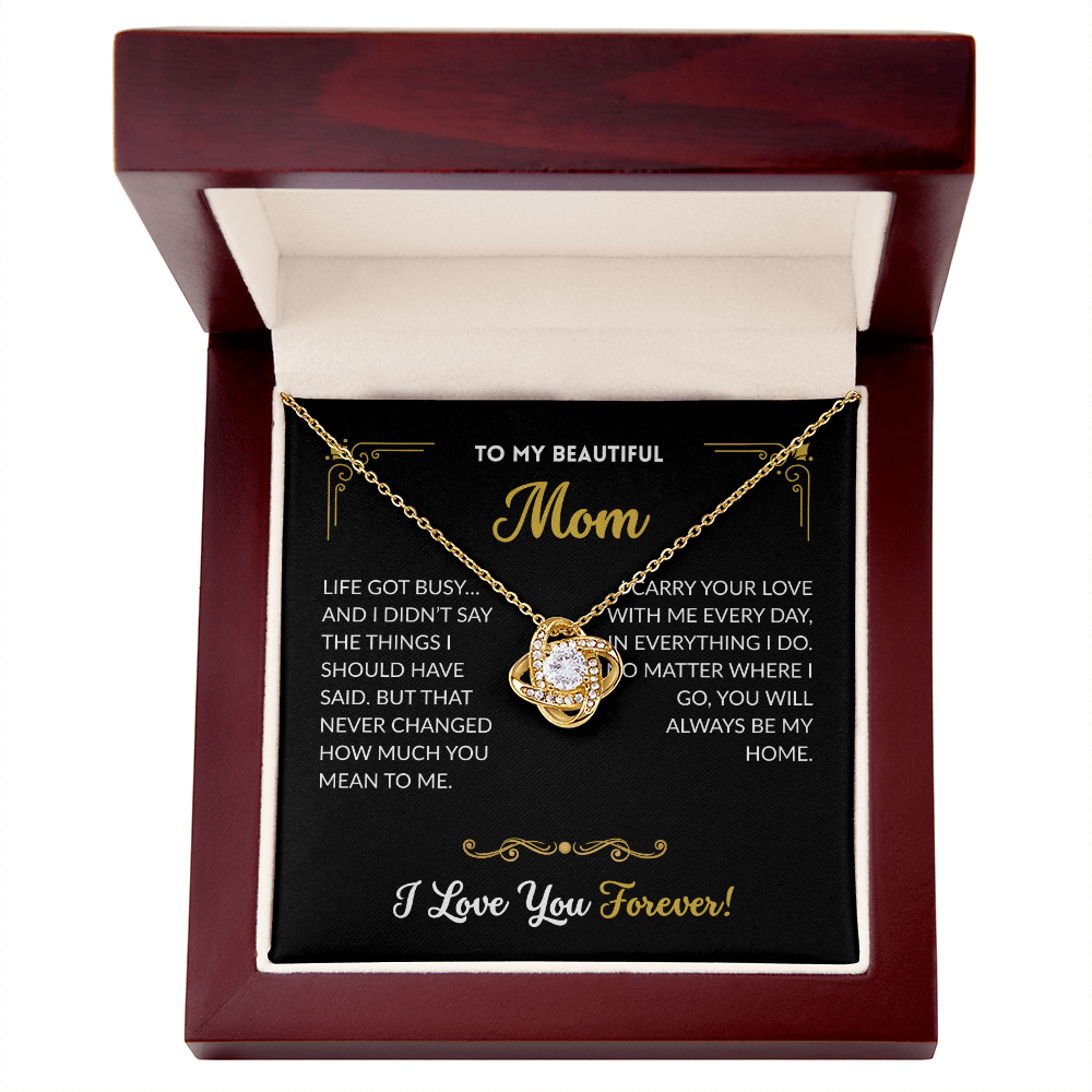 Love Knot Necklace - To My Mom (Black Background)