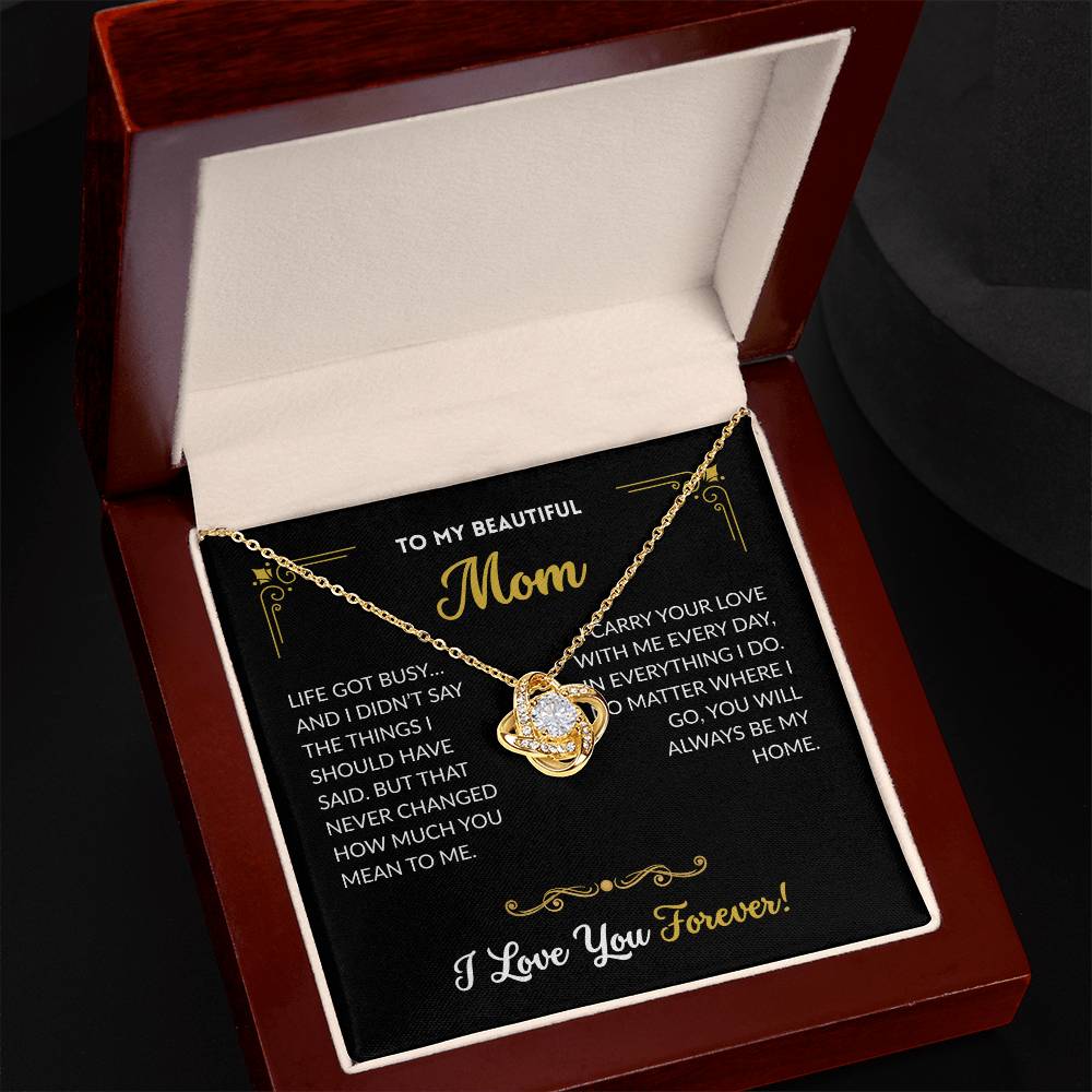 Love Knot Necklace - To My Mom (Black Background)