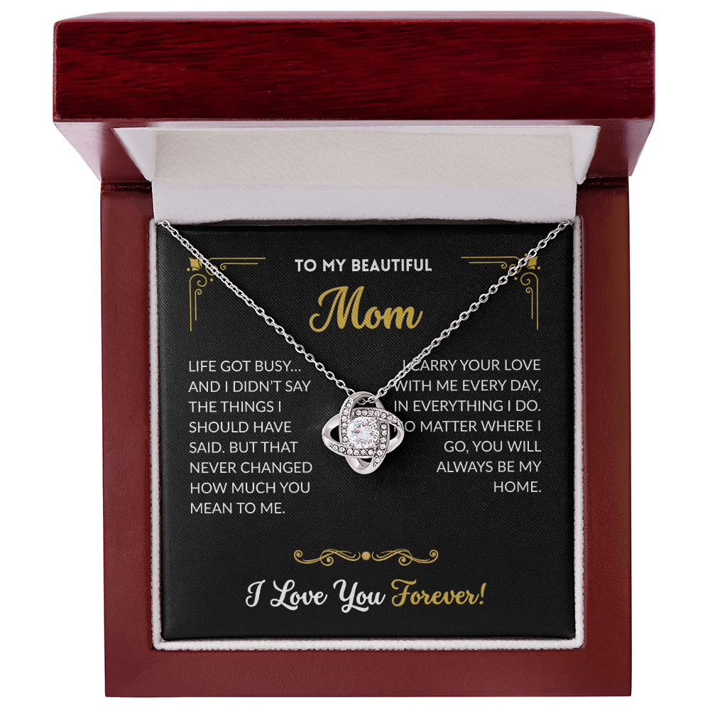 Love Knot Necklace - To My Mom (Black Background)